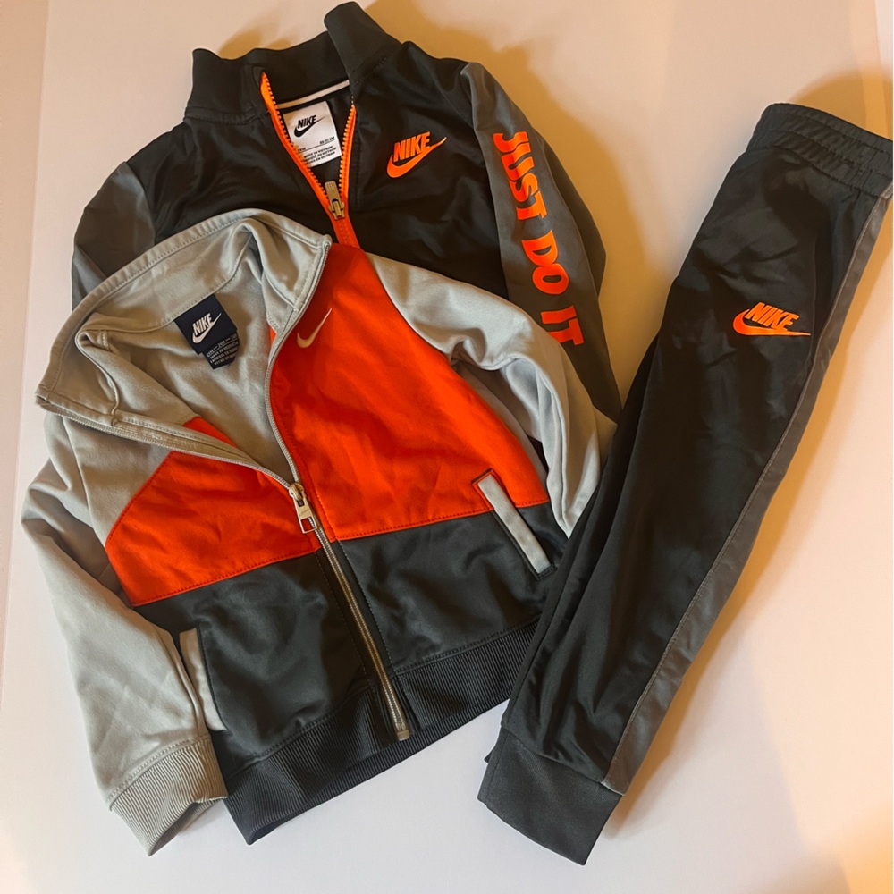 Nike Kids Black/Orange/Gray Colorblock Sweatpants & Jacket Set